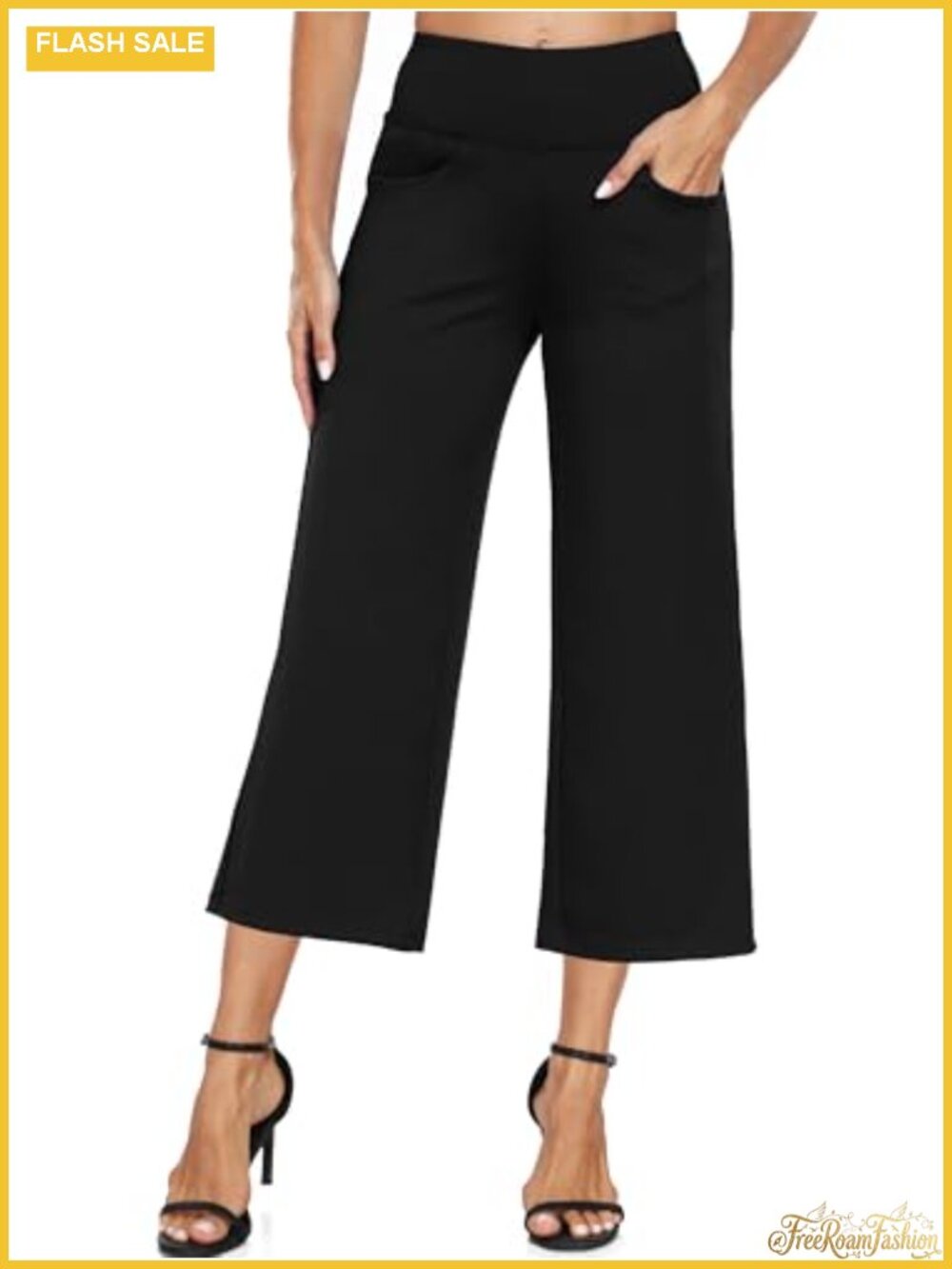 High Waist Wide Leg Yoga Pants with Pockets, Stretchy Comfy Sweatpants, Petite